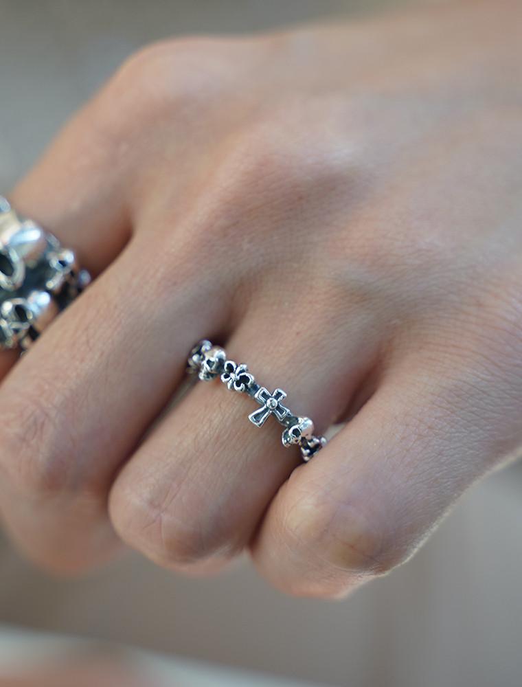 silver925 십자가해골반지 cross skull spear ring unisex