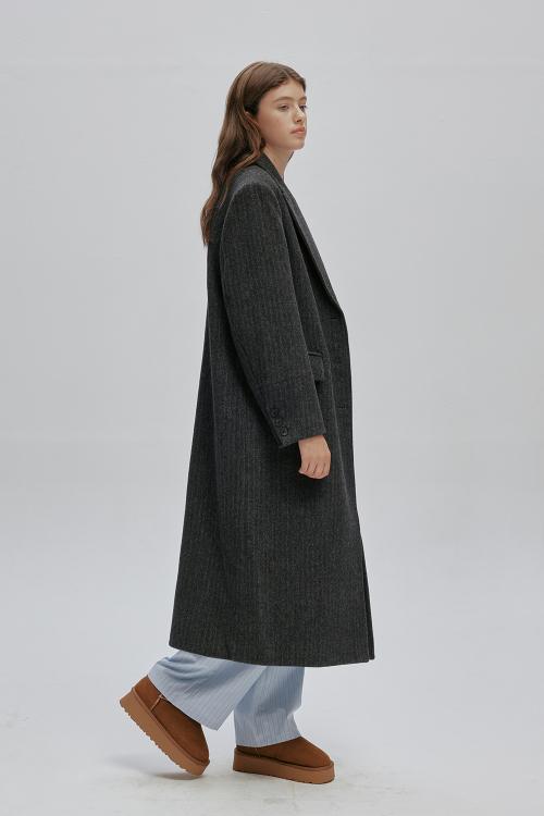 TAILORED WOOL COAT V2 (CHARCOAL PIN STRIPE)