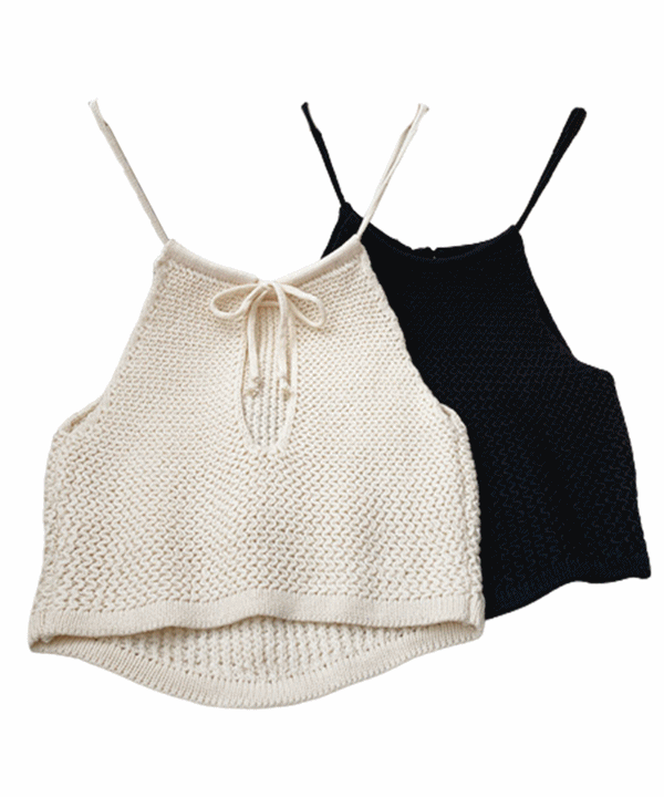 나인티 홀터넥 크롭 니트 탑  민소매 뒷리본 백리스 백트임 휴양지 해외여행룩 여름