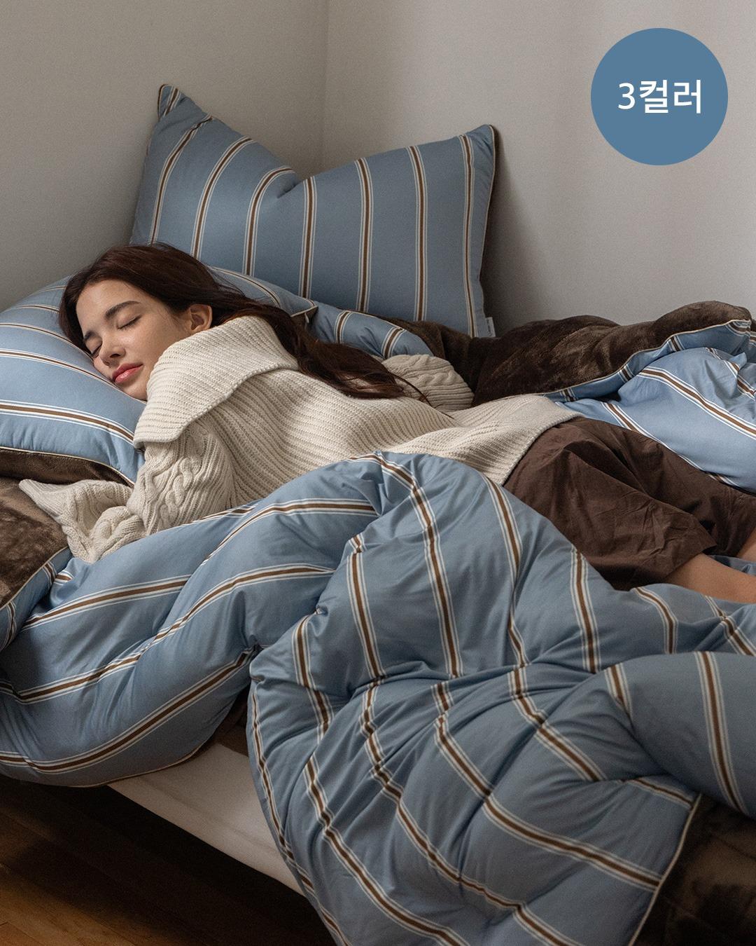 허니밤 밀크플란넬 자가발열 극세사 차렵이불 침구세트 3color (S/Q)