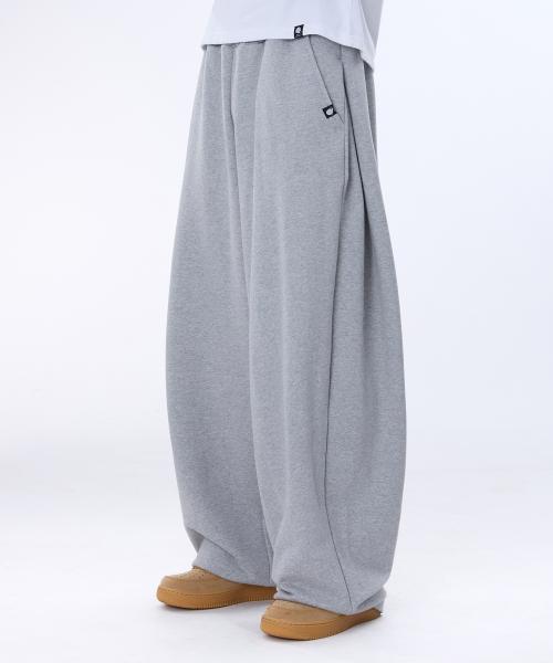 커브드 사이드 핀턱 벌룬 스웨트팬츠 GLP-650_그레이
