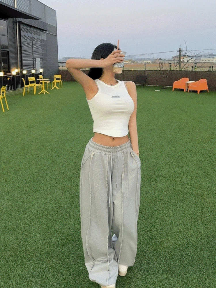 {꾸안꾸}데끼point글로리 와이드 팬츠[개강룩/트레이닝pt/골반 핏]