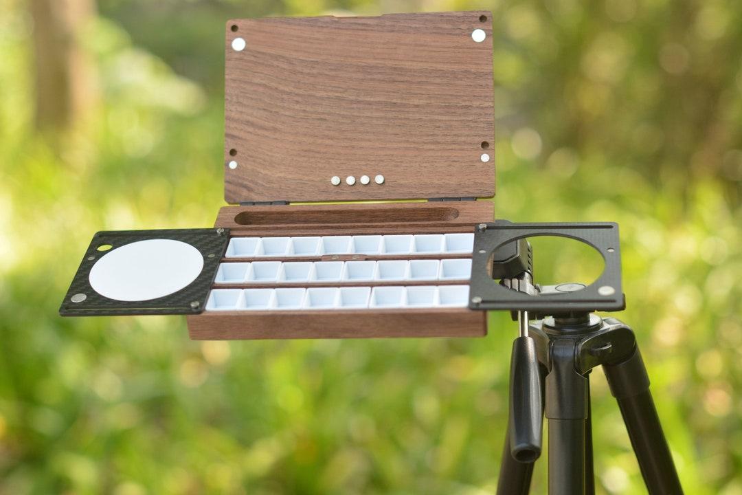 18 Colors Round Hole Black Walnut Travel Palette Gift for a Painter Gift for him/her