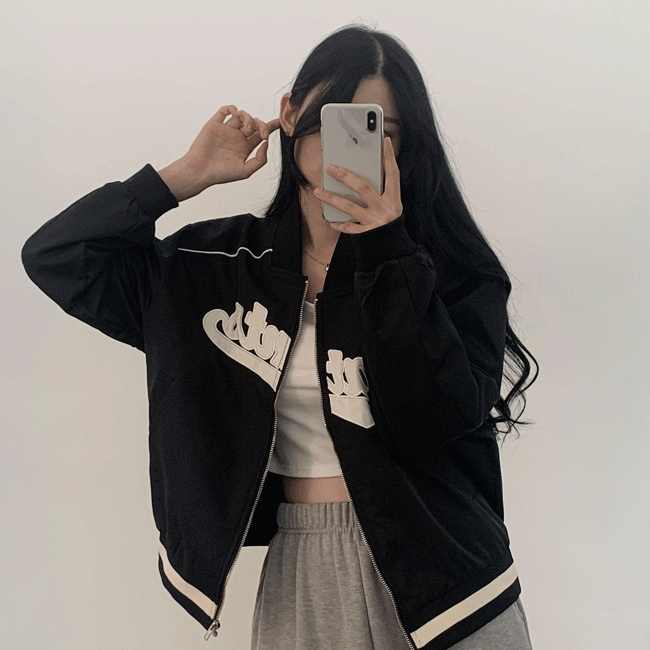 벨르 오버핏 블루종 배색 점퍼 (2color) [y2k/바람막이/야구잠바/레트로/y2k]