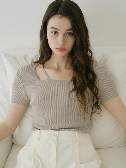 [단독] G Viscose Strap Square Neck Knit_4colors