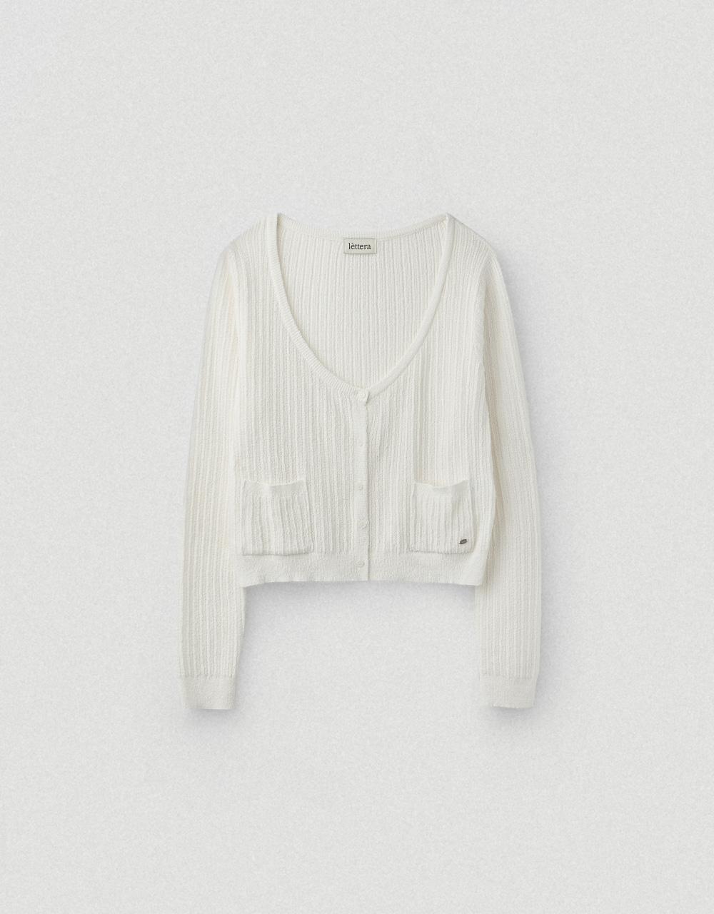 Scoop Neck Cardigan_Ivory