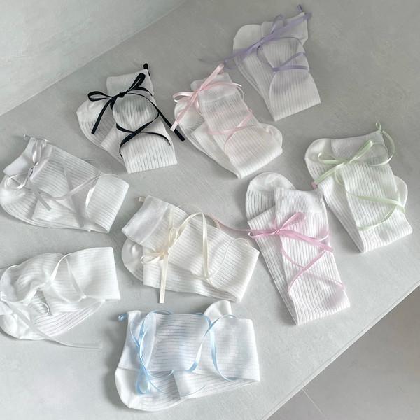 satin balletcore lace ribbon socks