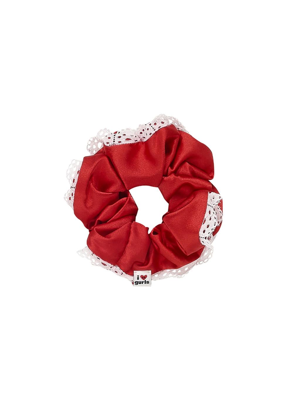 CALIE GURLS LACE SCRUNCHIE RED