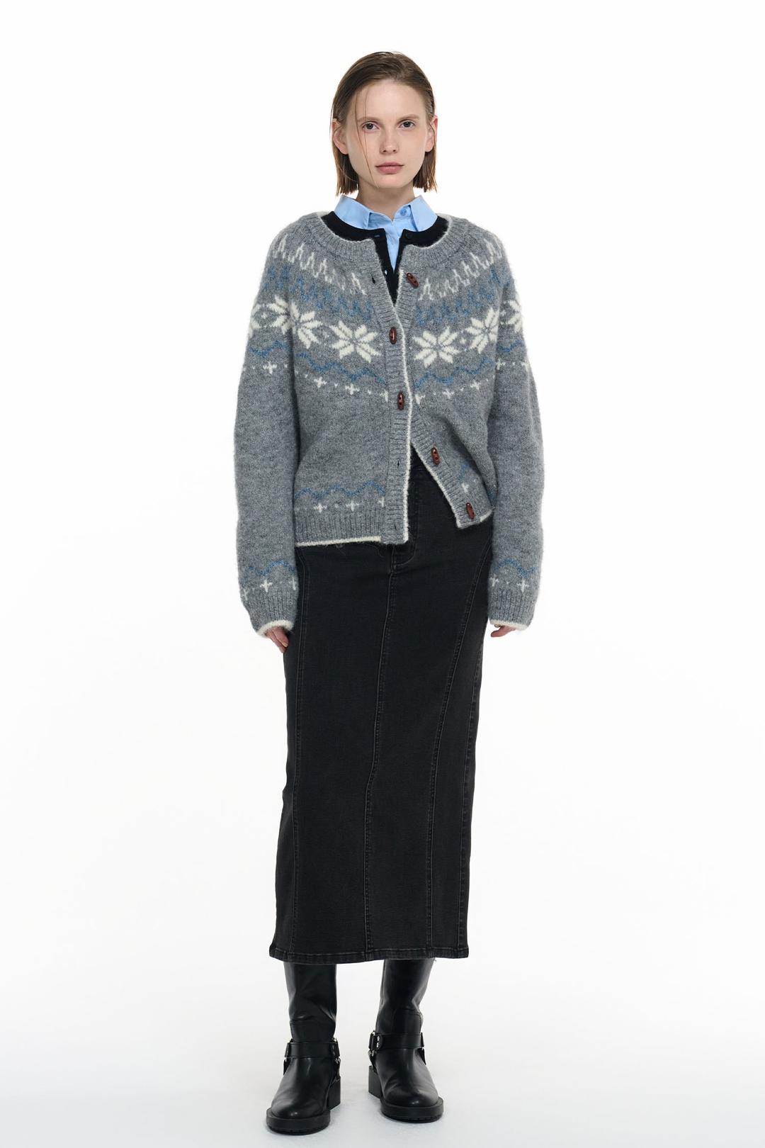 WOMAN 울 노르딕 더플 가디건 [GREY]
