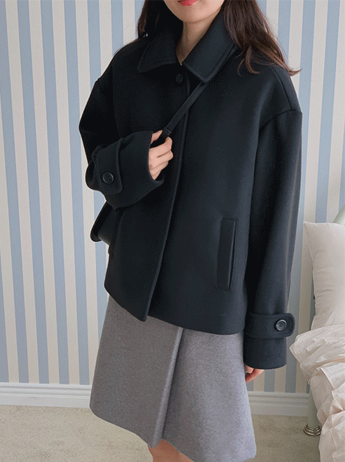 울 카라 누빔 숏 코트 (coat)