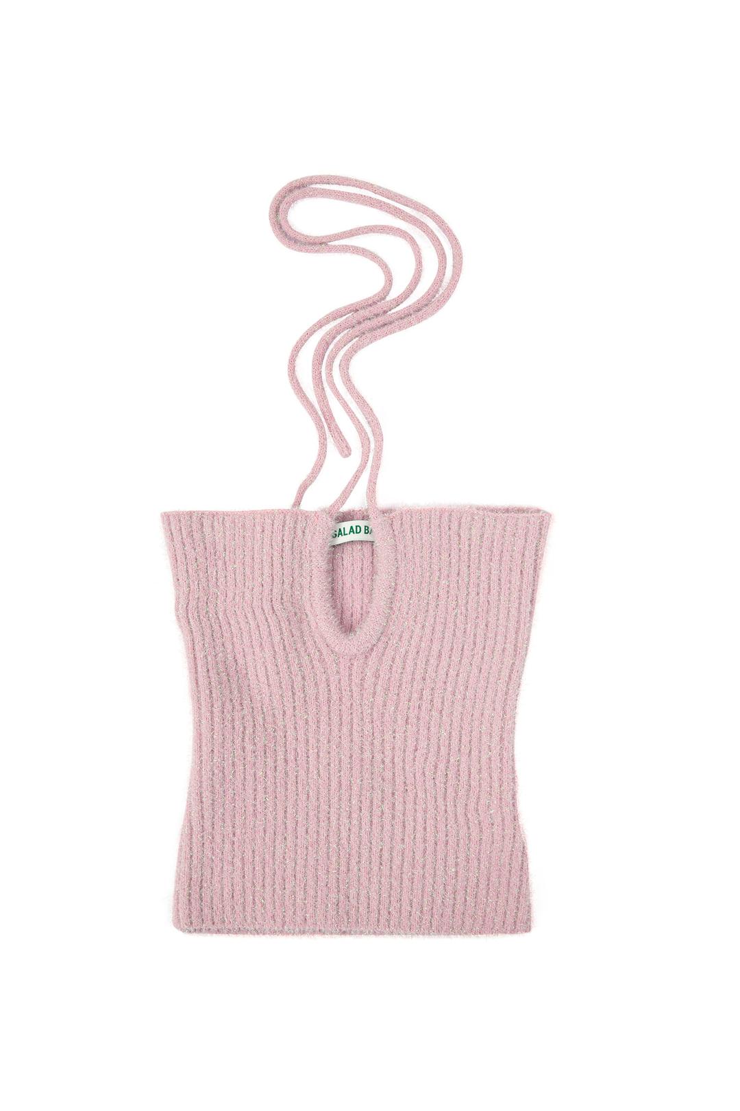 Metalic Halter Neck String Top_pink