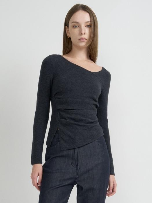 Diagonal Neck Knit Top_3color