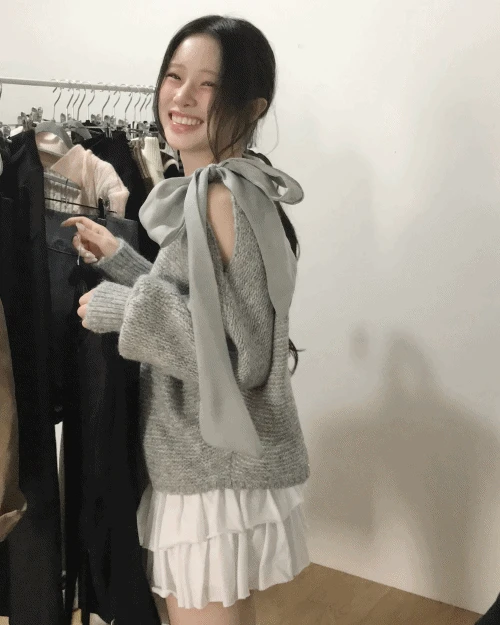 [ 연말룩🎀 ] 루 쉬폰 ribbon 원 숄더 NT