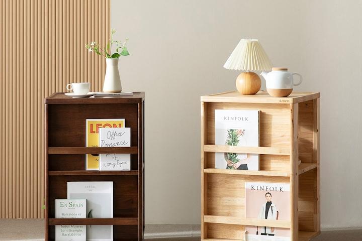 올라운드 2단 원목 전면 아기 회전책장 협탁 2color