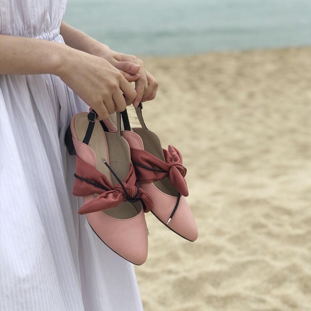 리본 슬링백 (핑크)