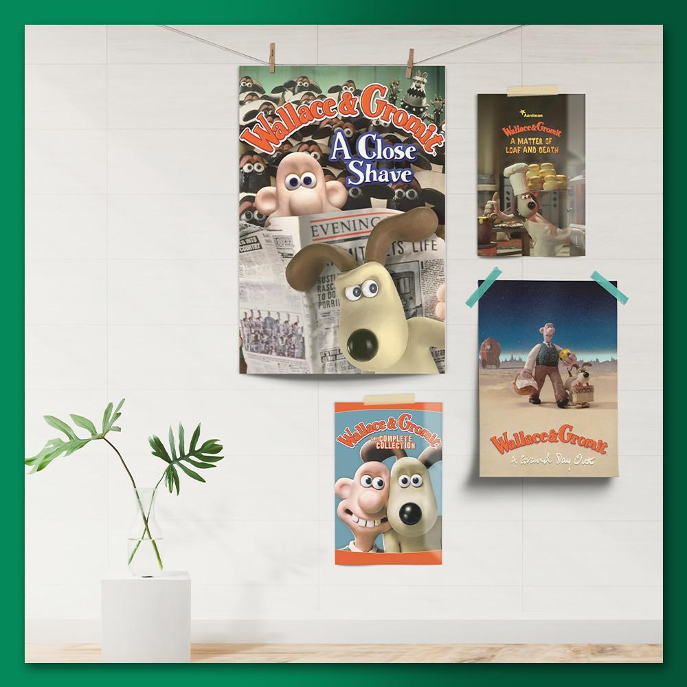 월레스와 그로밋 영화 애니메이션 포스터 작은방 꾸미기 패브릭 방수 스티커 A5 A4 A3