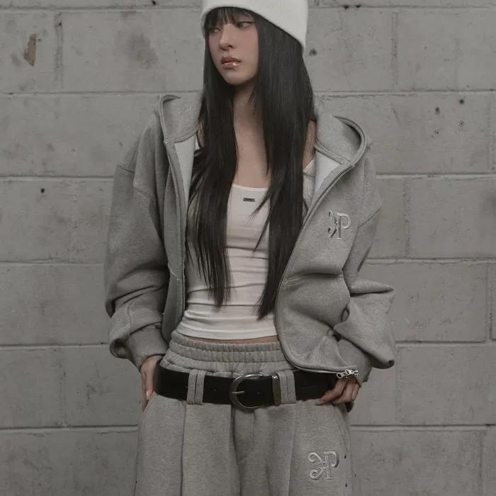 Steel Stud Hood Zip-Up (gray)