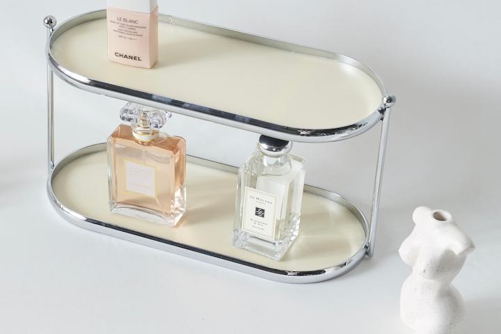 일체형 모듈 라운드 화장품 정리대 향수함 버터 미니 선반 2단