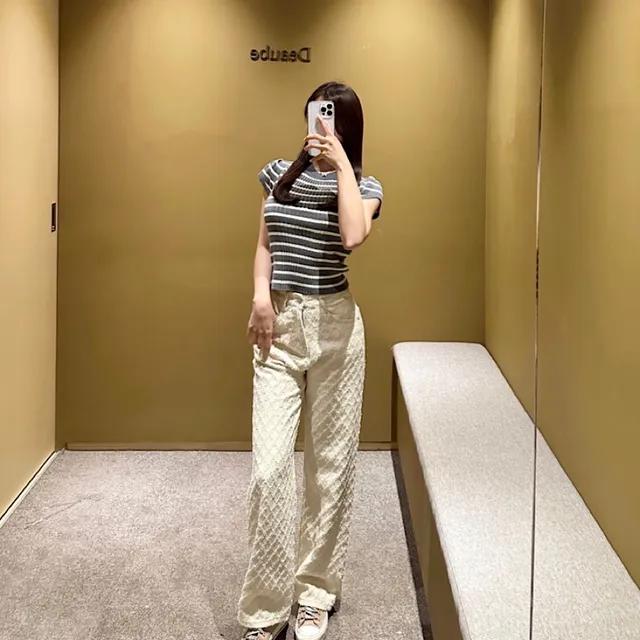 텍스쳐 일자 데님 팬츠