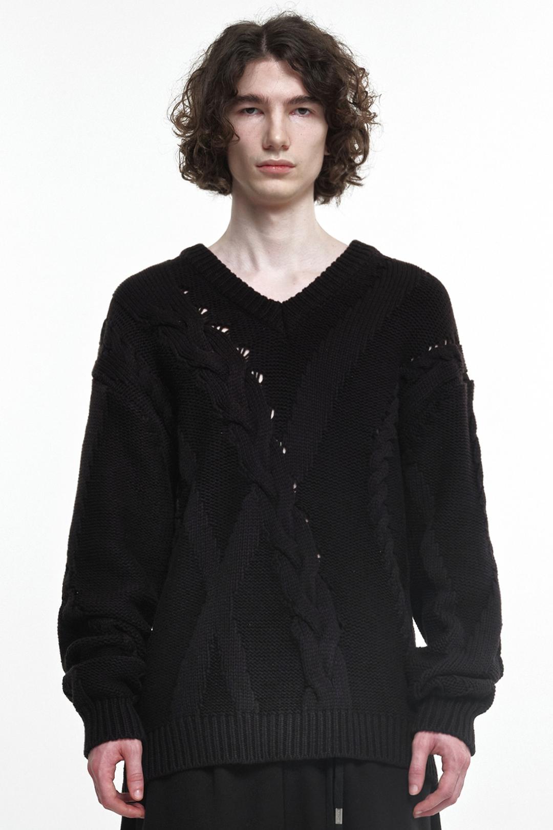 MIXED TWIST KNIT (UNISEX) BLACK