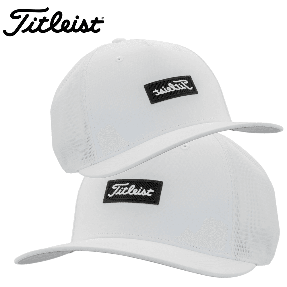 타이틀리스트 남성용 투어 퍼포먼스 페더 골프 스냅백 캡 매쉬 모자 화이트