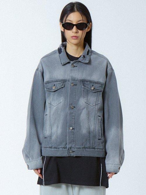 데님 트러커 자켓 그레이