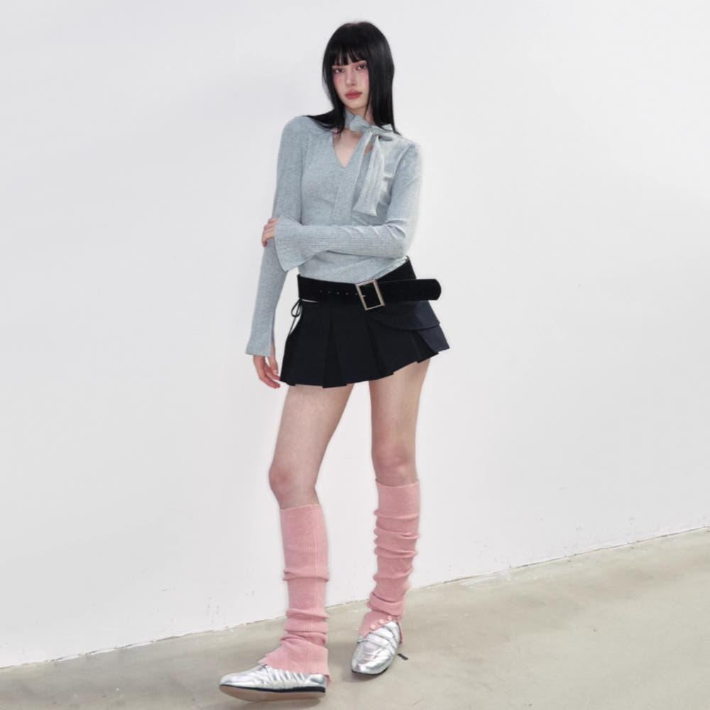 NS76 스커트 불규칙 A라인 플리츠 스커트 페이크 투피스 숏스커트