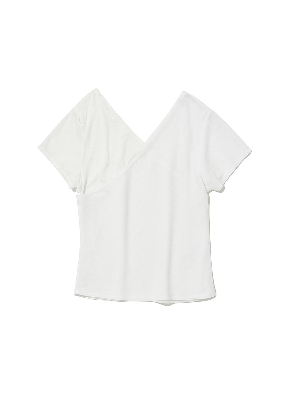 [WOMEN] DETACHABLE CROSSOVER SHORT SLEEVE TEE_WHITE