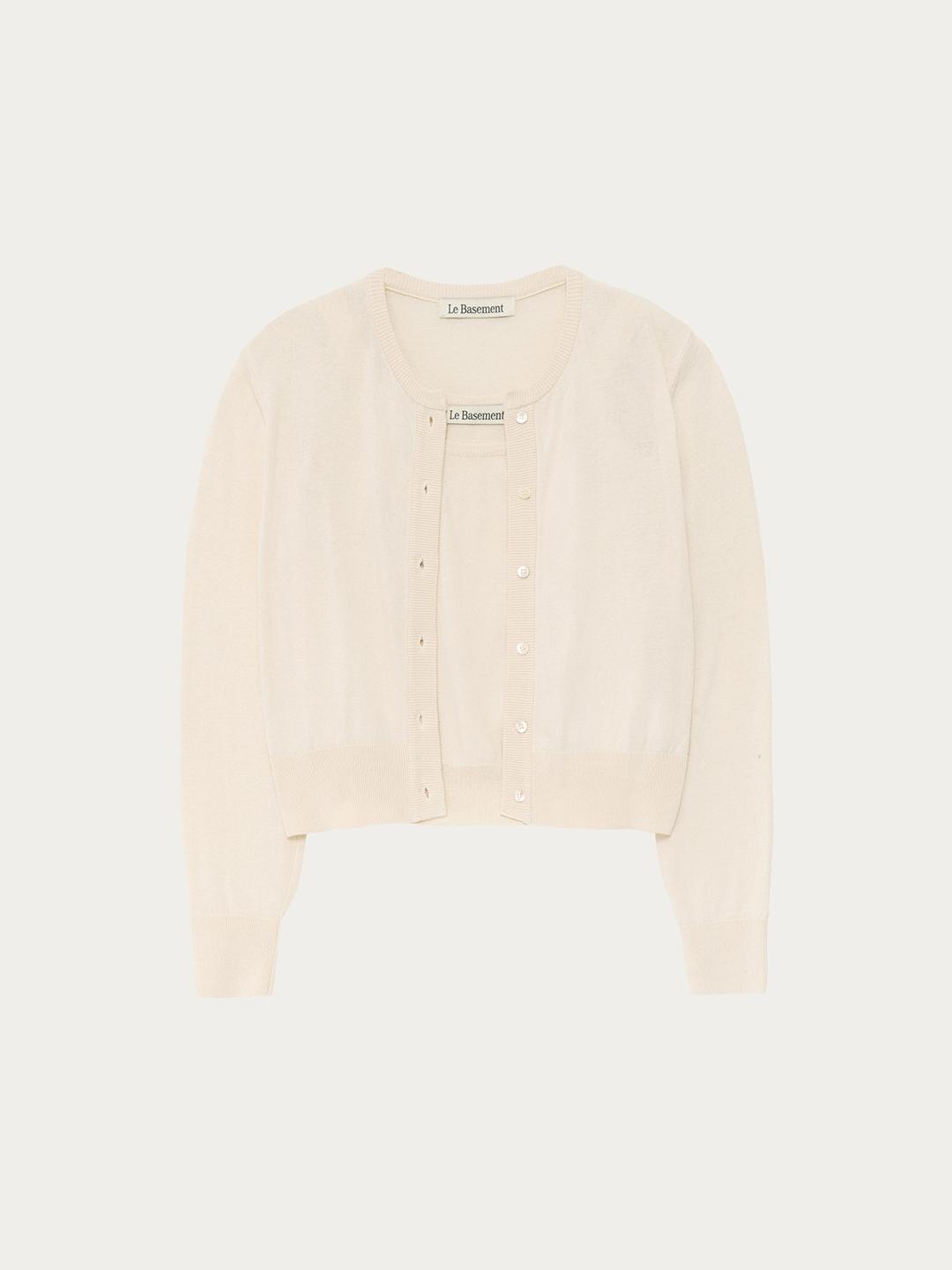 Anne Camisole Cardigan Set - Ivory