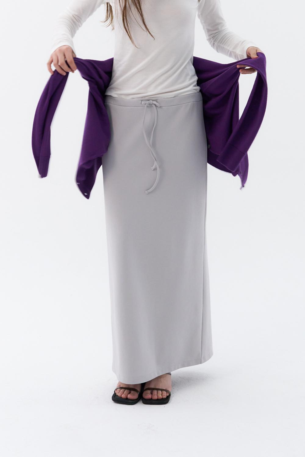 (2ND) String Long Skirt (Sand Grey)
