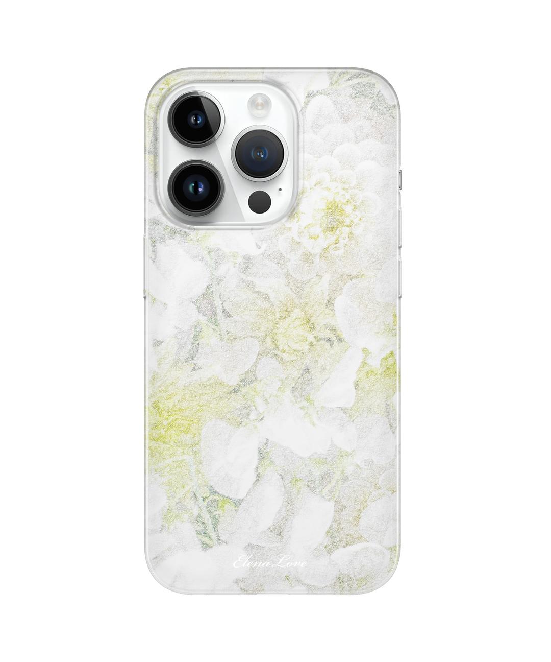 [Clear case] White flower sketch 클리어케이스