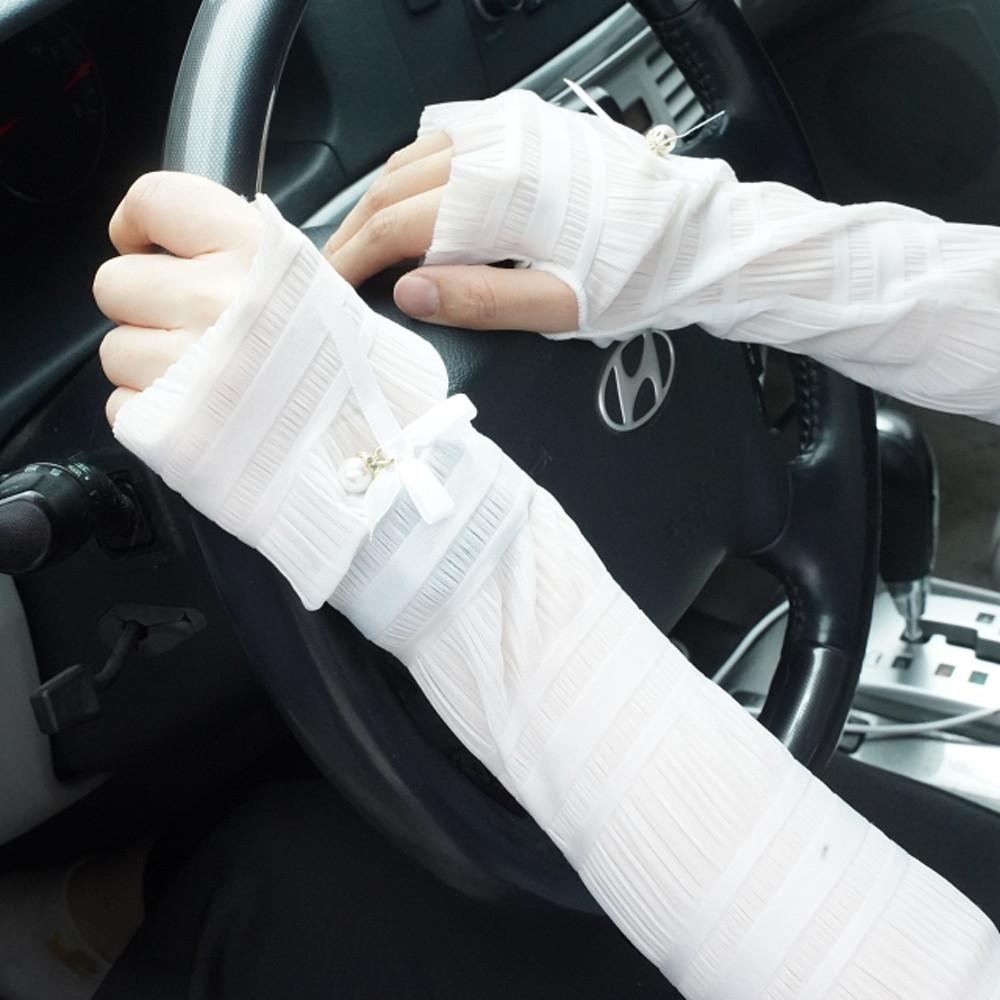 여성 부드러운 레이스 팔 토시 운전 자외선 차단 쿨 손등 보호 장갑 패션