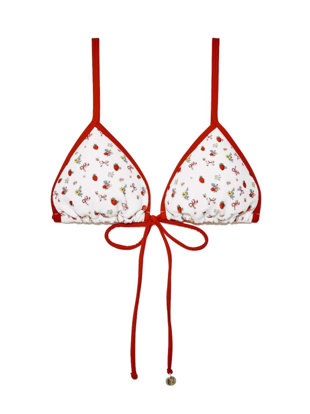 TRIANGLE BIKINI TOP (STRAWBERRY BOW)