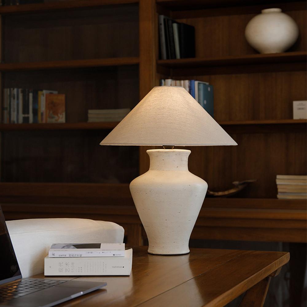 밝기조절가능 도자기 스탠드조명 린넷 등갓 주문제작 핸드메이드 세라믹 고급 호텔식 침실