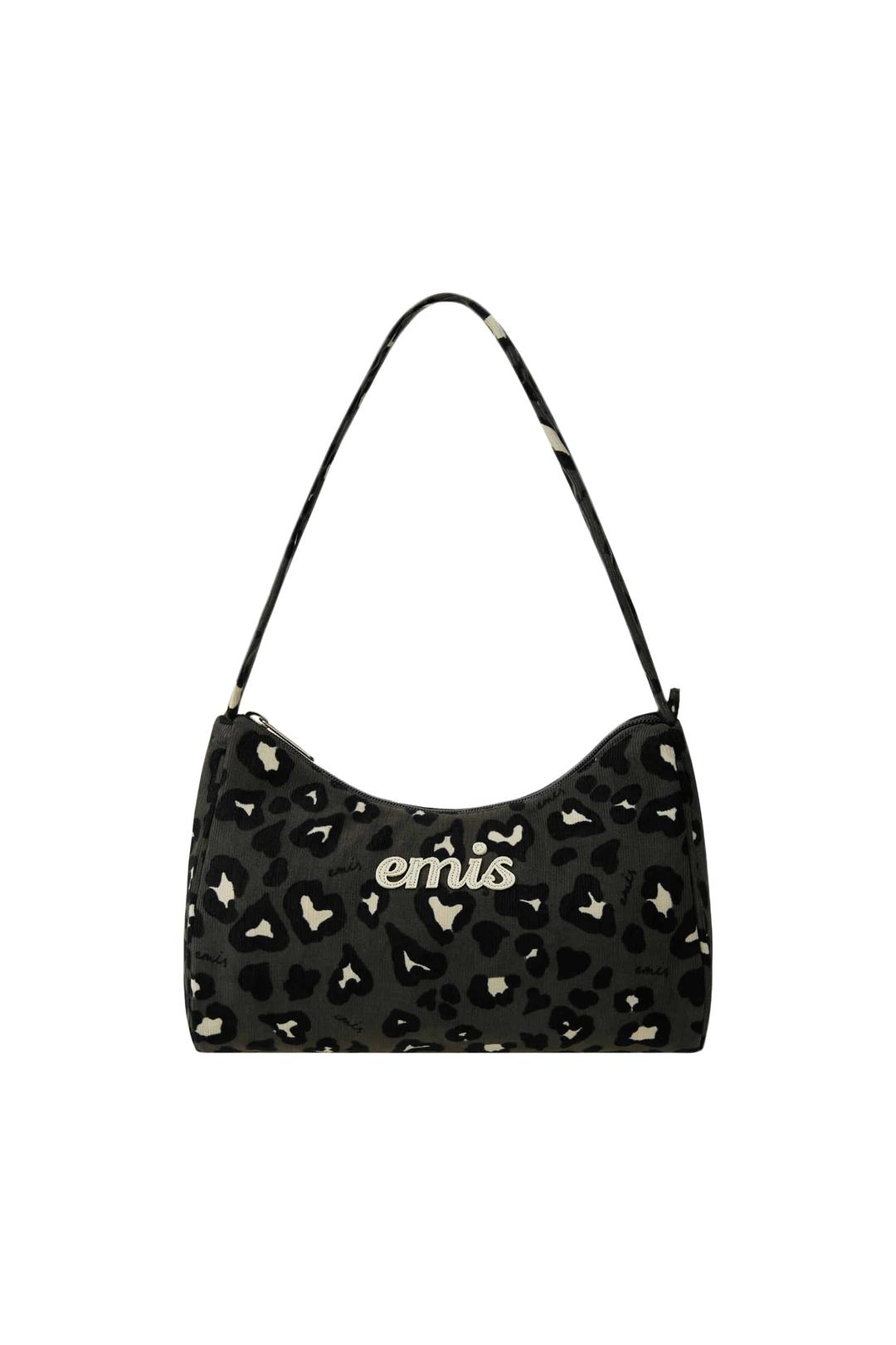 CORDUROY APPLIQUE HOBO BAG-DARK GRAY