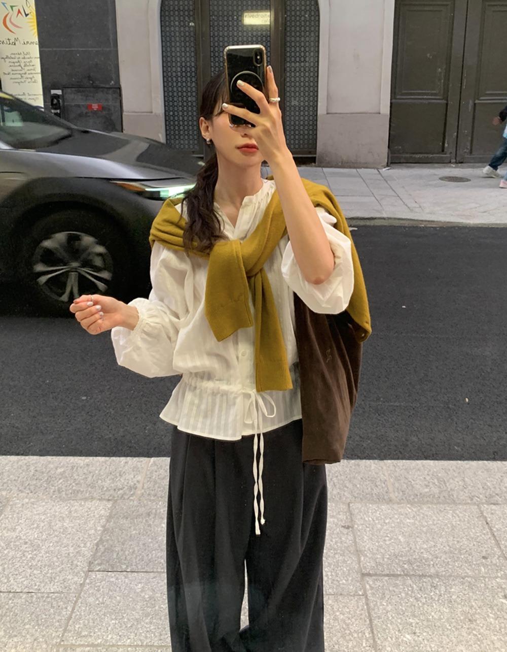 [당일][AN] nua stripe lace blouse