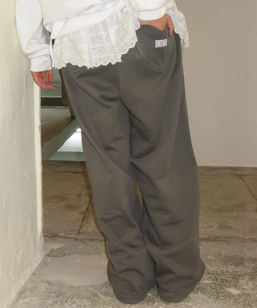 BACK HEART STITCH POCKET SWEAT JOGGER PANTS CHARCOAL