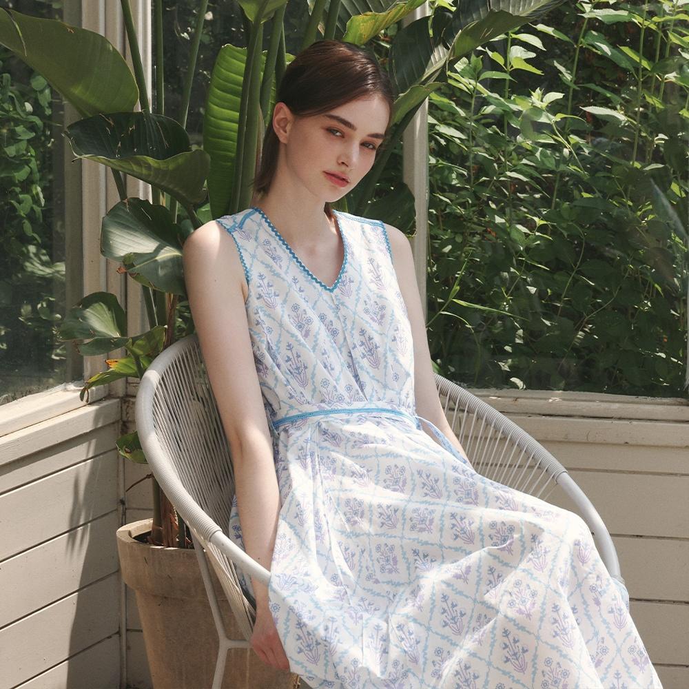 플라워 프린트 플리츠 원피스