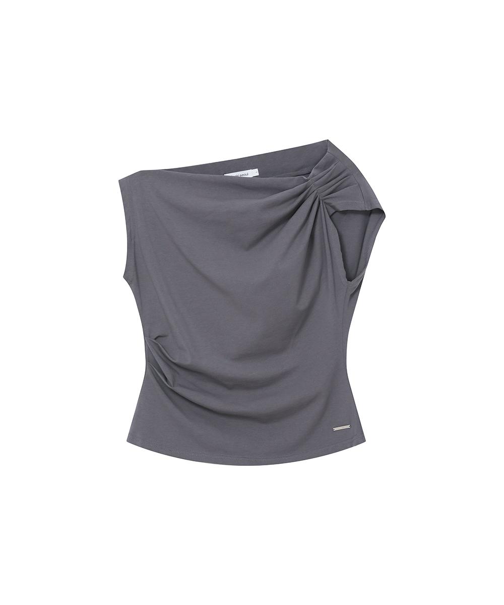 Slanted sleeveless top DARK GREY