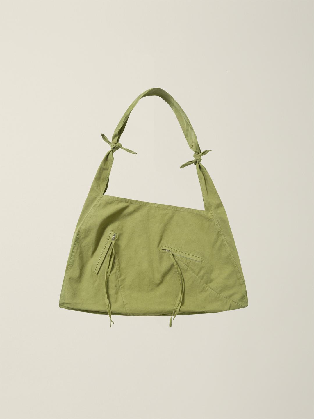 GARMENT DYED 2 WAY STRAP TOTE BAG (LARGE)  MOSS KHAKI