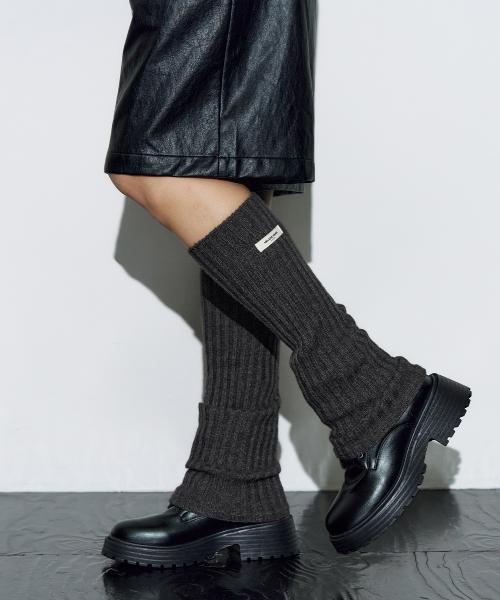 리브드 레그 워머 [차콜]