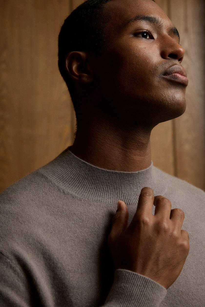 파인 캐시미어 100 모크넥 니트 - 모카