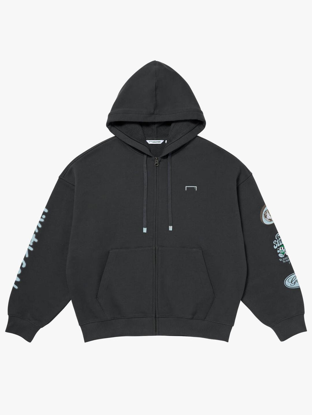 GRAFFITI FULL ZIP-UP HOODIE-CHARCOAL