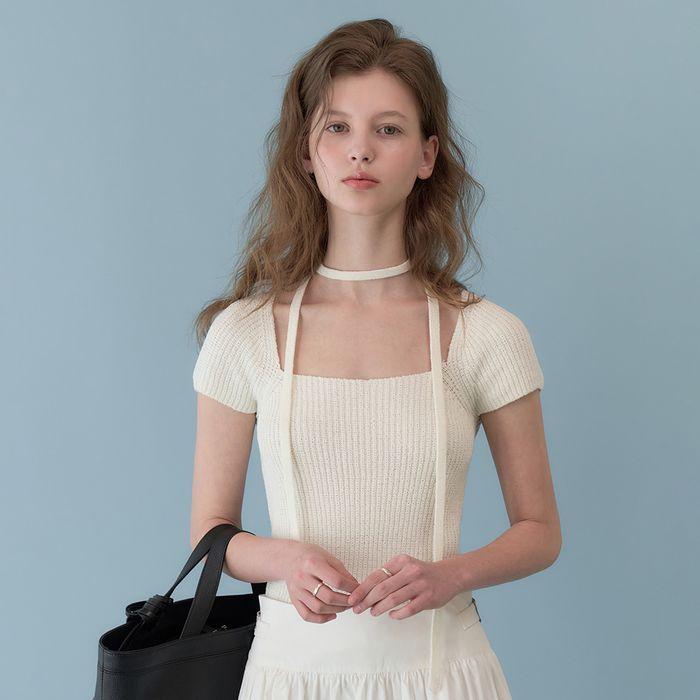 [2차] Nua Muffler Half Knit (Ivory)