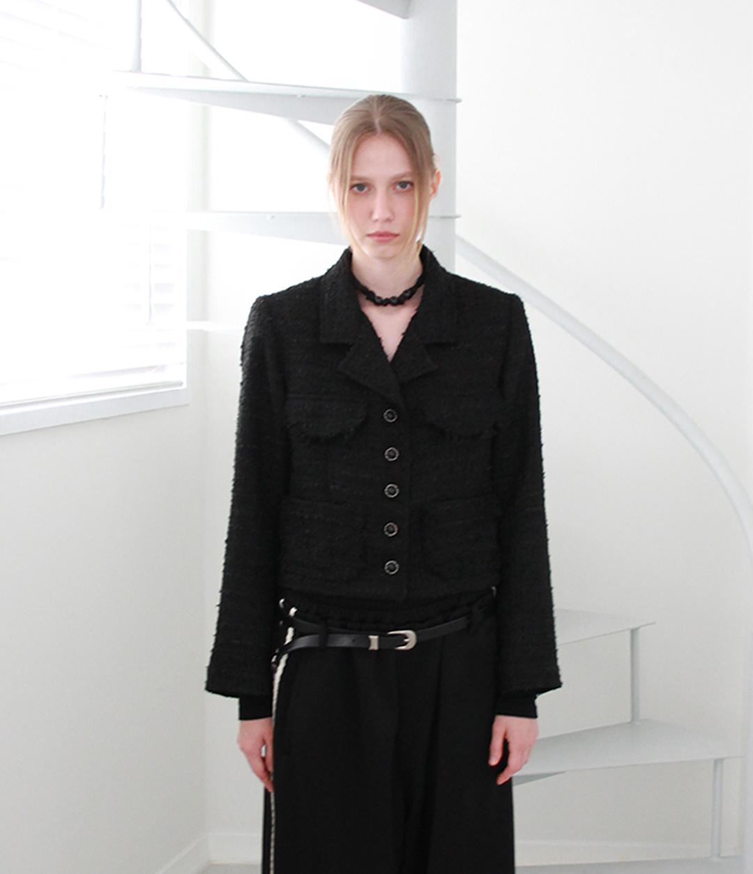 ROUGH TWEED JACKET (BLACK)