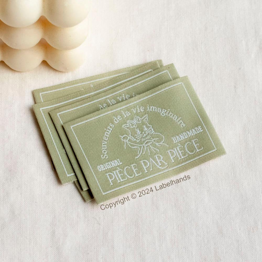 바느질하는 고양이 직조라벨  sewing cat woven label