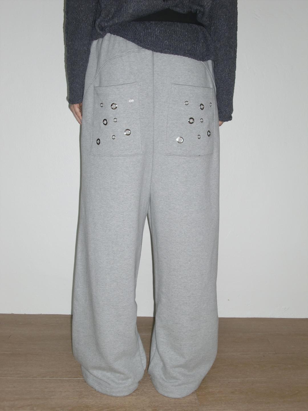 EYELET SWEAT PANTS_GRAY