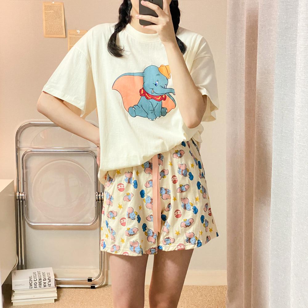 (6종)디즈니 캐릭터 면 파자마세트 반팔 반바지 잠옷 미키 미니 여성 홈웨어 실내복 선물