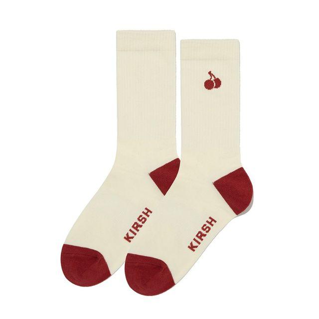 모노 체리 컬러 콤비네이션 양말 [아이보리]
