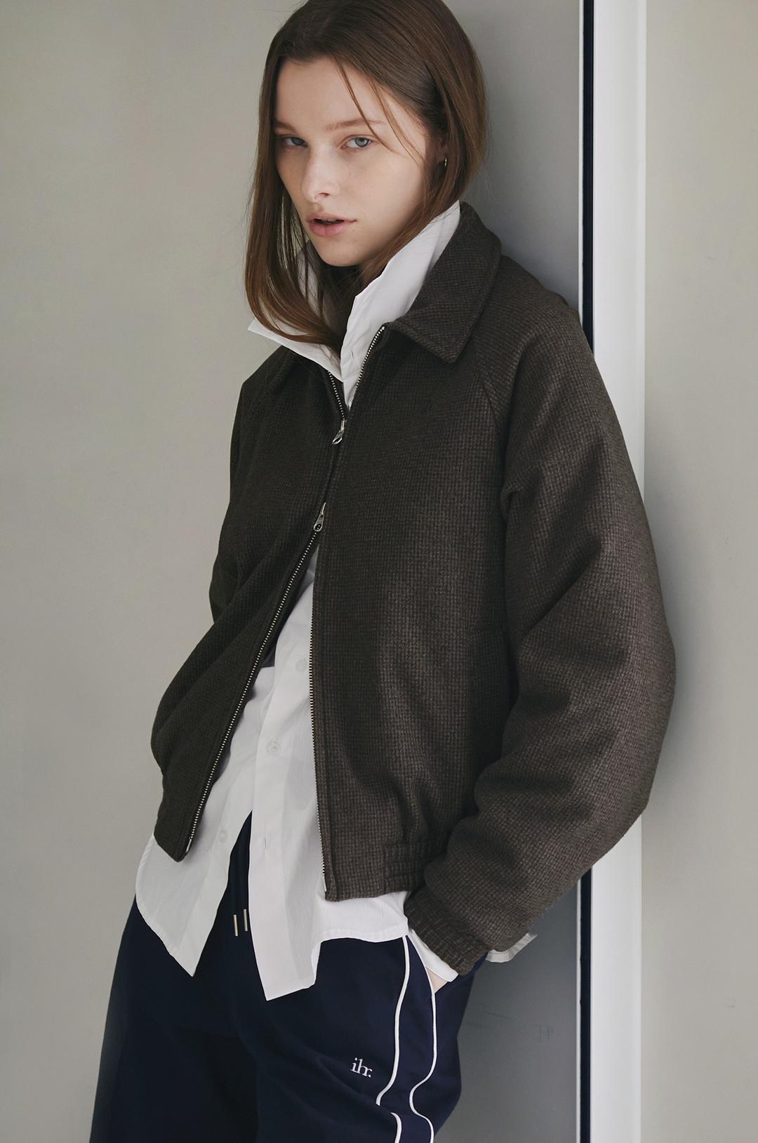 QUILTING  WOOL JUMPER / BROWN